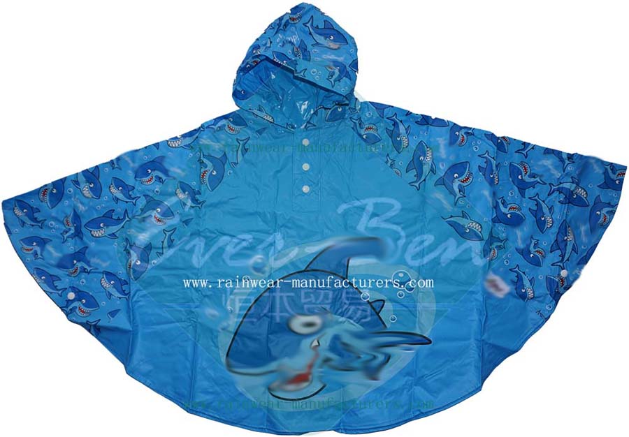 PVC Cool Rain Ponchos for children with all over printing